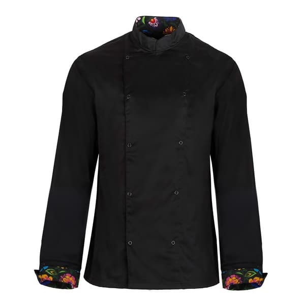 Kokkesweatshirt i Folk Design - Langærmet S Sort Lang