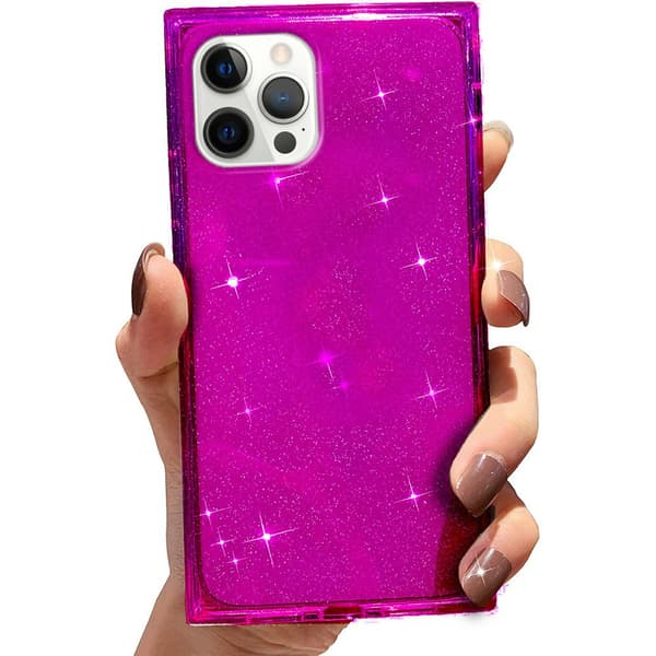 Firkantet glitter-cover til iPhone 12 Pro, lilla