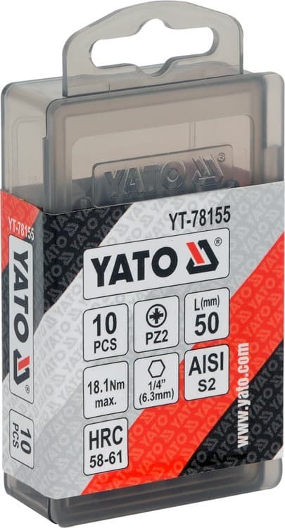 Yato Bitsar 1/4" x 50 mm PZ2 10 stk YT-78155