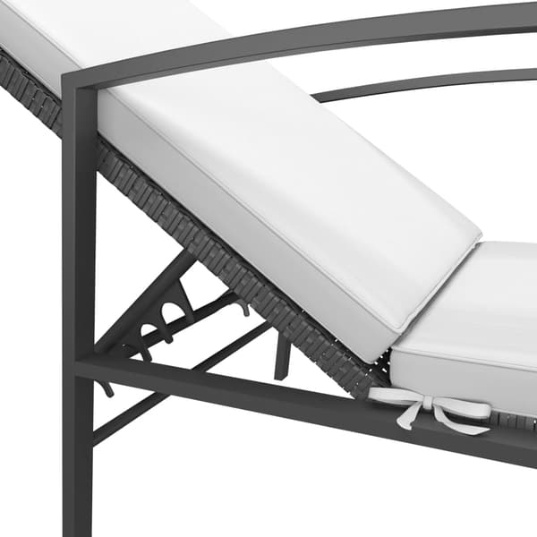 vidaXL liggestole med bord, sæt med 2, polyrattan, sort
