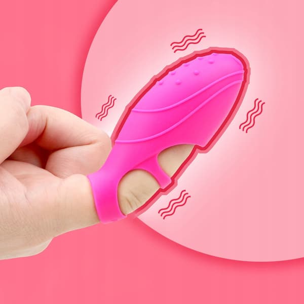 Silikonfingervibrator med prickar 100% vattentät rosa