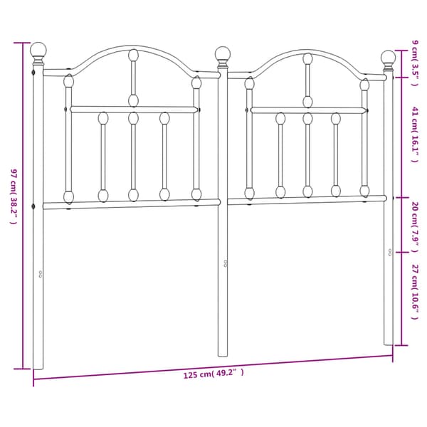 vidaXL metalsengegavl sort 120 cm