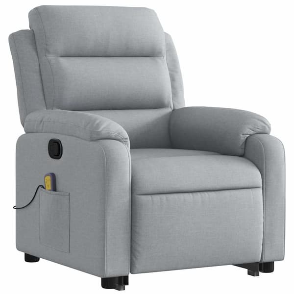 vidaXL Lyftbar massagefåtölj ljusgrå tyg