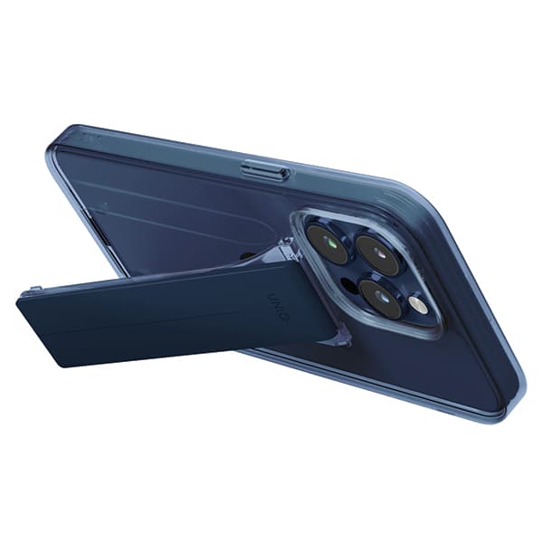 UNIQ Heldro Mount-cover med stativ til iPhone 15 Pro Max, blå