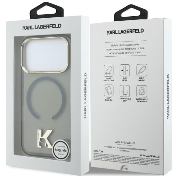 Karl Lagerfeld IML K-hovedlogo MagSafe-etui til iPhone 17 Pro Max, sort