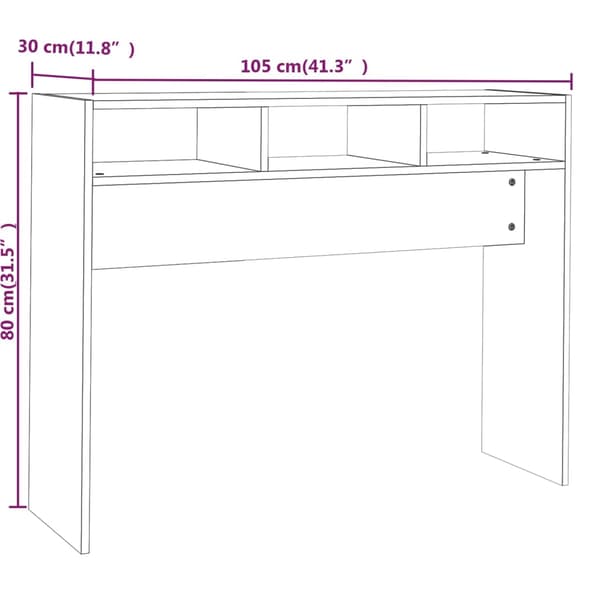 vidaXL konsolbord brunt egetræ 105x30x80 cm