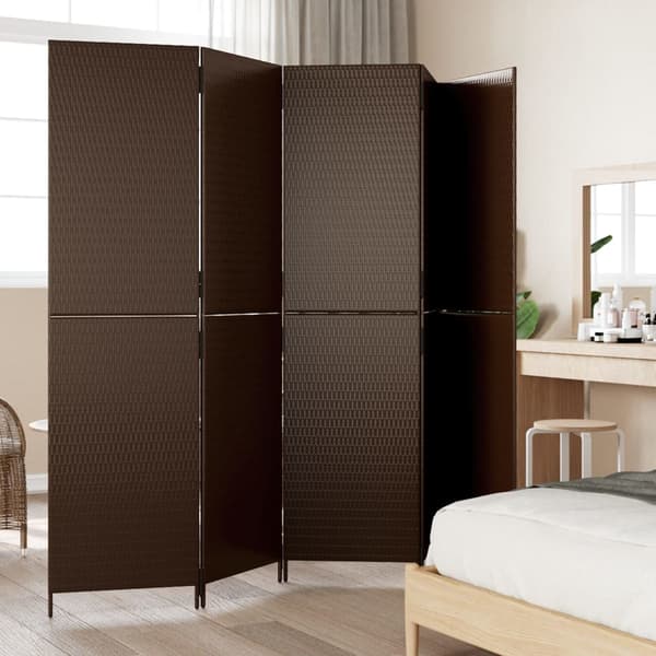 vidaXL 5-panels brun polyrattanskærm