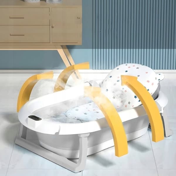 FOLDBART BABYBADEKURV MED SILIKONE-LCD-TERMOMETERPUDE