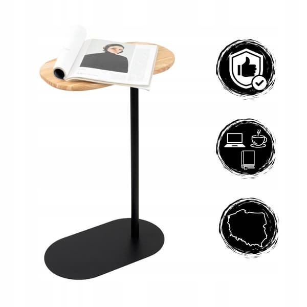 Laptopbord, sidebord, loftsofa, træ, metal, sort, Toro, 40x22x62