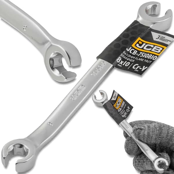 JCB SPLIT RINGNØGLE 8x10 mm 2-SIDET Cr-V 6-VINKEL