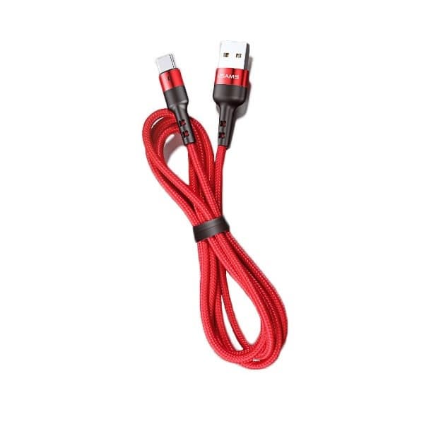 USAMS Punottu Kaapeli U26 USB-A - Lightning 1m 1kpl Set 2A Punainen