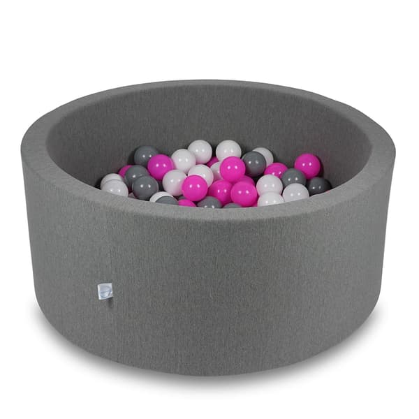 Torr pool 90x40cm grå med 300 bollar: vit, grå, rosa