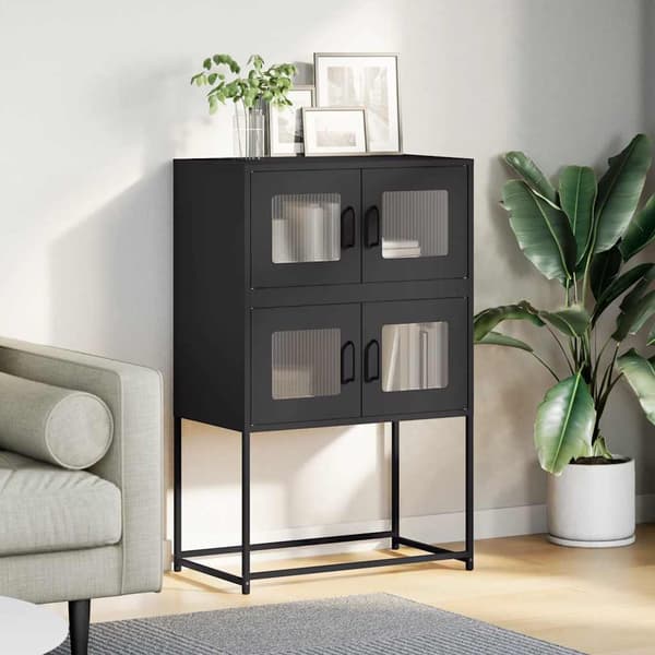 vidaXL høj kommode sort 68x39x107 cm stål