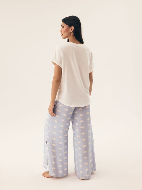 Nubes Henderson Dampyjamas | Kräm, Ljusblå XL