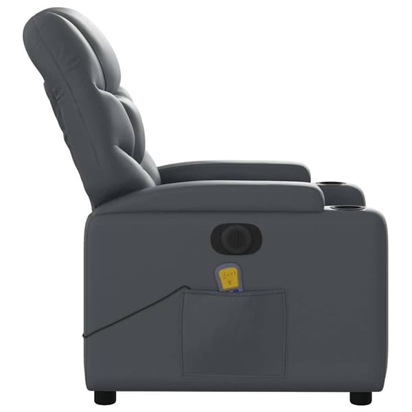 vidaXL elektrisk lænestol med massagefunktion, grå, kunstlæder