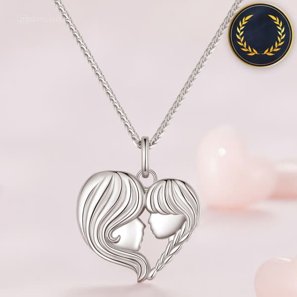Silverkedja halsband silver pr 925 mor dotter kärlekshänge