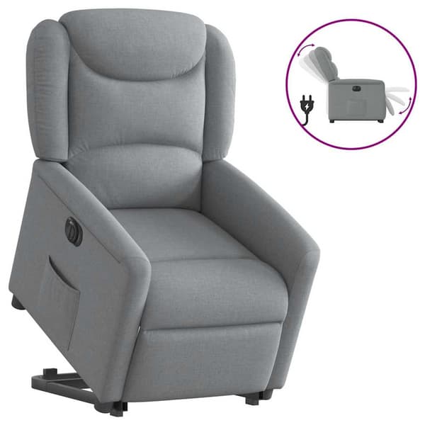 vidaXL Elektrisk lyftande massagefåtölj ljusgrå