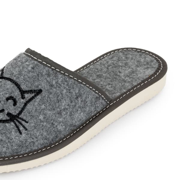 Damtofflor filttofflor grå katter slip-on storlek 36
