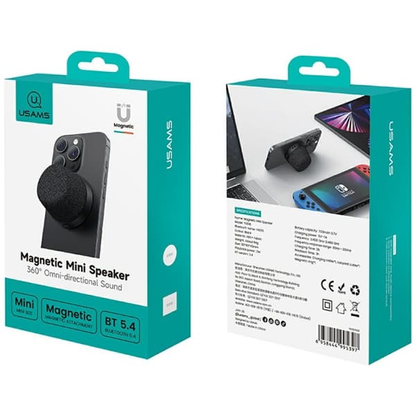 USAMS YX016 Magnetisk Bluetooth-högtalare Svart