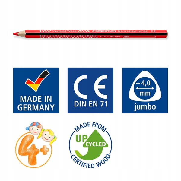 Noris jumbo triangulära färgkritor, 12 färger