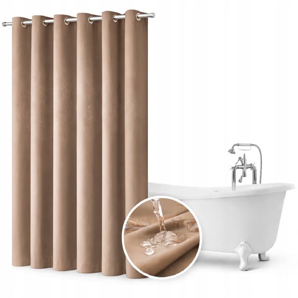 Vattentätt duschdraperi 150 x 220 cm med öljetter beige