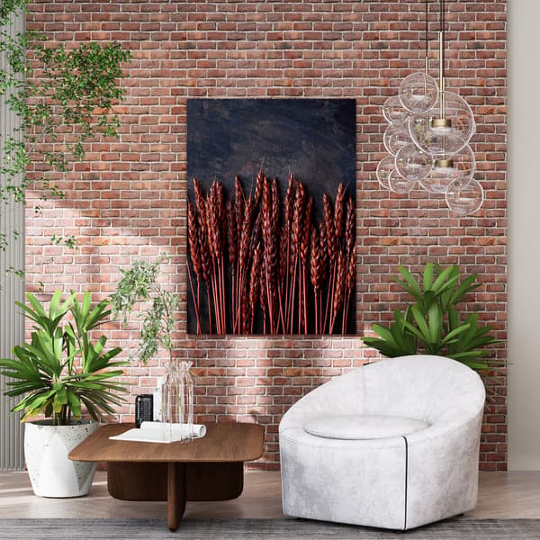 Lærredstryk Botanik Mørk Hvede 50x70 cm