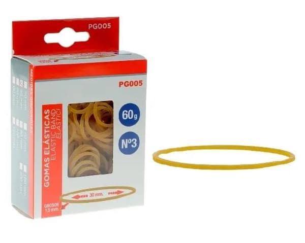 Gule gummibånd 30x1,5mm 60g