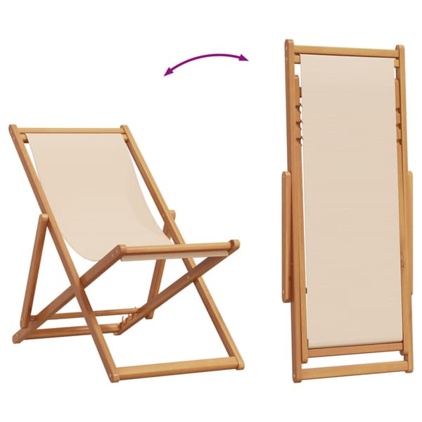 vidaXL foldbar strandstol beige eukalyptustræ og stof