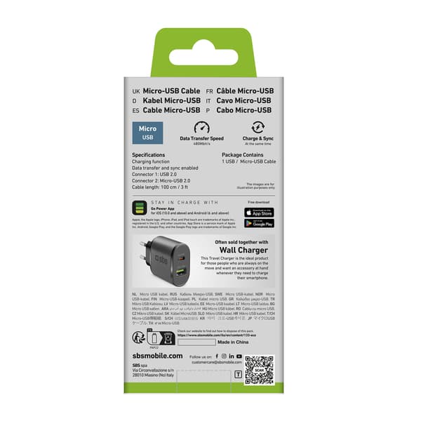 USB-A - Micro-USB 1m -kaapeli - musta