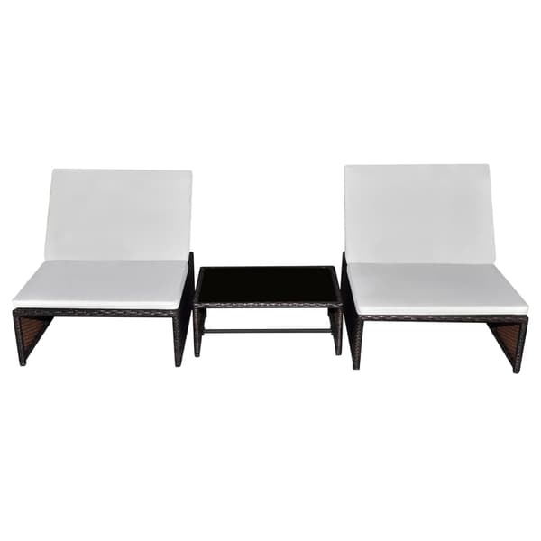 vidaXL Solstolar med bord, set om 2, polyrotting, brun