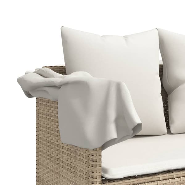 vidaXL Dagbädd med kuddar, beige, polyrotting