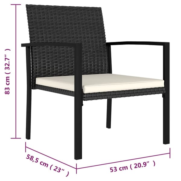 vidaXL Puutarhatuolit, 4 kpl, polyrottinki, musta