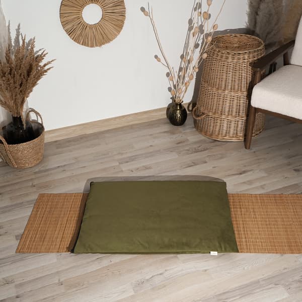 Zabuton, boghvede meditationsmåtte - oliven