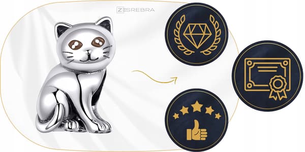 Berlocker silver 925 silver KATT hänge silverpärla katt berlocker 925