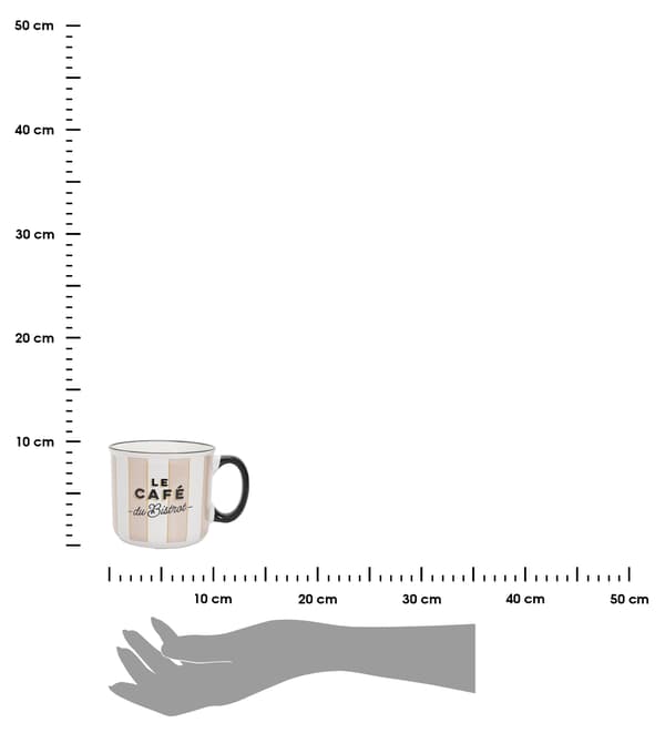 Snygg Bistrot-mugg 450 ml beige ränder
