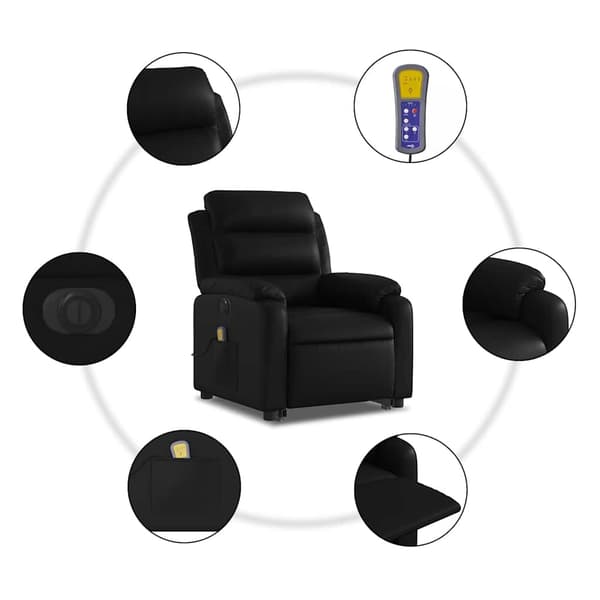 vidaXL elektrisk lænestol med massage, sort