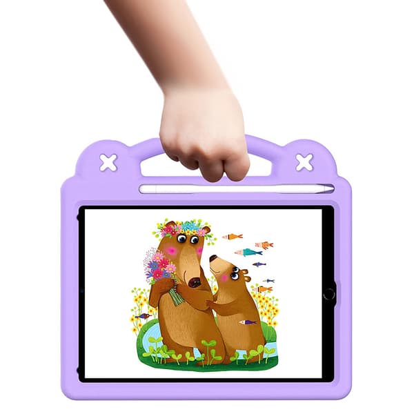 Etui til iPad 9,7" 2018/2017 (6./5. generation) / Pro 9,7" 2016, Søde mønstre, med stativ, Lilla
