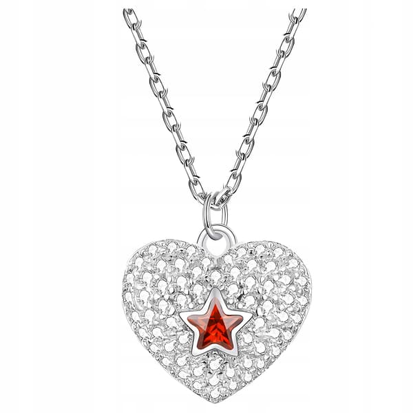 Sølvkæde pr 925 hjerte med cubic zircon krystal hjerte sølvstjerne