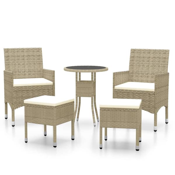vidaXL 5-delt polyrattan havemøbelsæt, beige