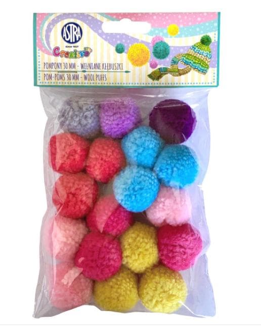 Dekorativa pompoms 30mm - Ullbollar