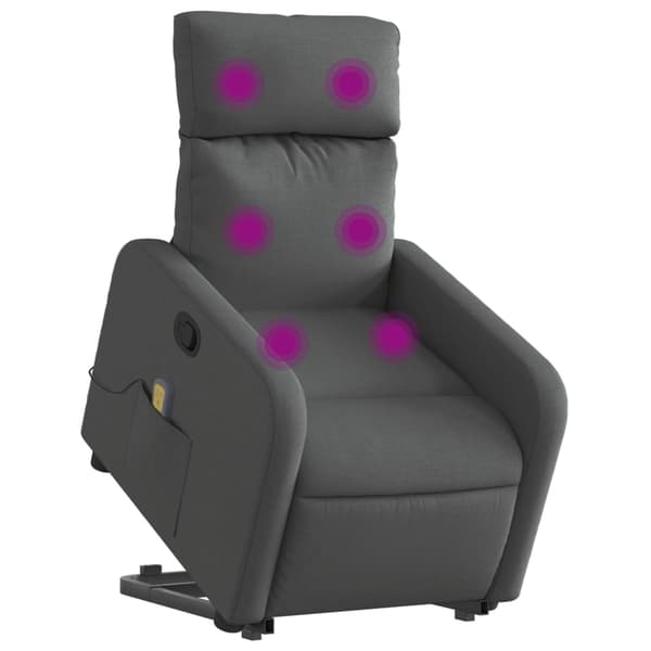 vidaXL Lyftbar massagefåtölj mörkgrå tyg