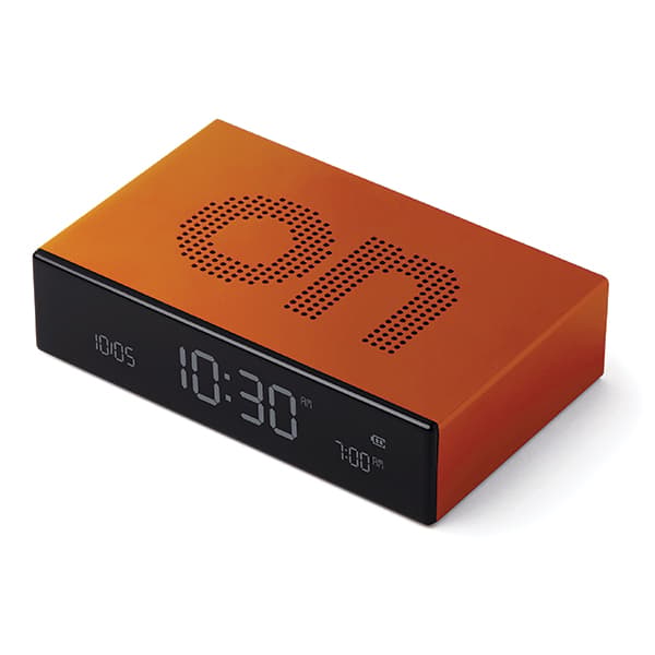 Lexon Flip Premium dubbelsidig väckarklocka, orange