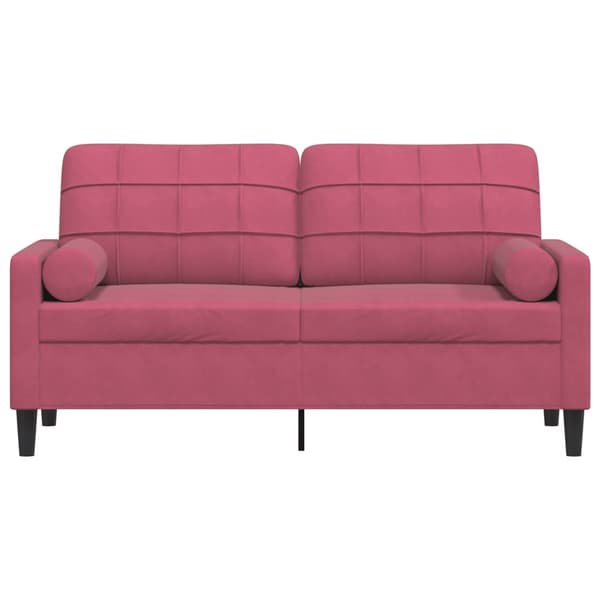 vidaXL 2-sitssoffa med kuddar vinröd 140 cm sammet