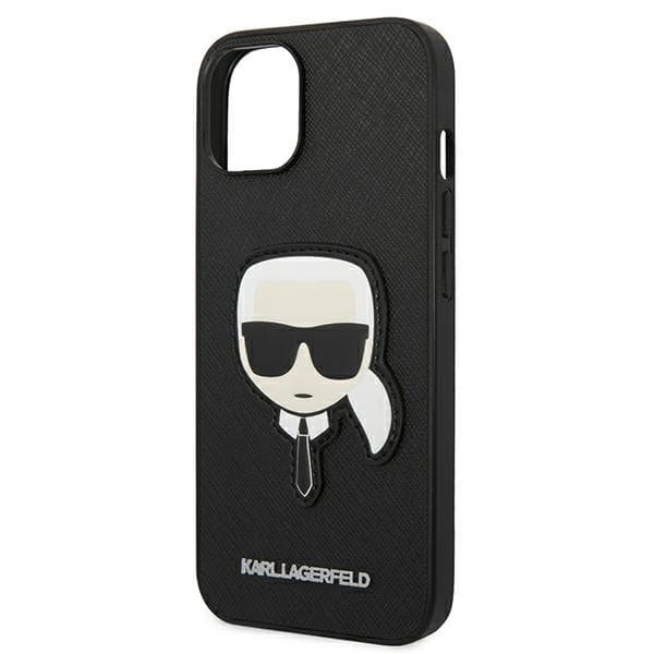 Karl Lagerfeld Saffiano Karl`s Head Patch-etui til iPhone 14 Plus, sort