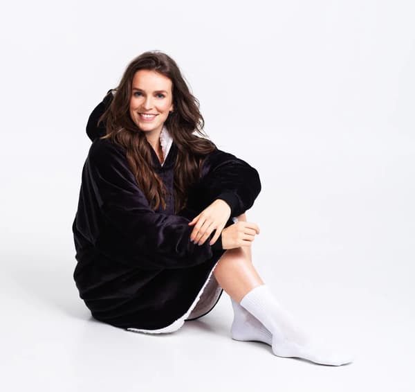 Oversized Tæppe Sweatshirt Sort Hyggelig Noxxiez CH355