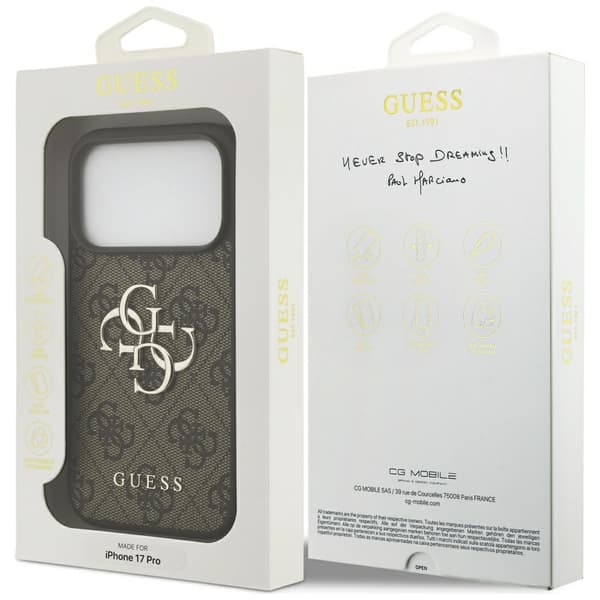 Guess 4G Stort Logo Etui til iPhone 17 Pro Brun