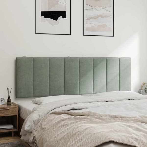 vidaXL Sängynpäädyn tyyny vaaleanharmaa 160 cm sametti
