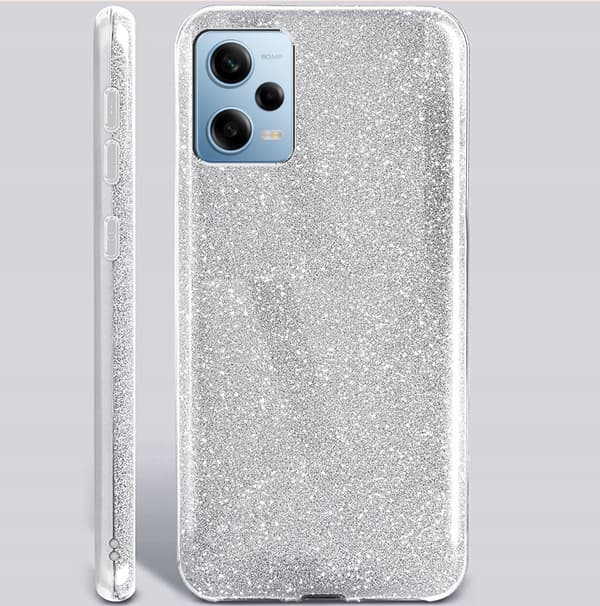 Fodral för REDMI NOTE 12 PRO 5G GLITTER 3i1 GLITTER SILVERBAKSIDA + GLAS