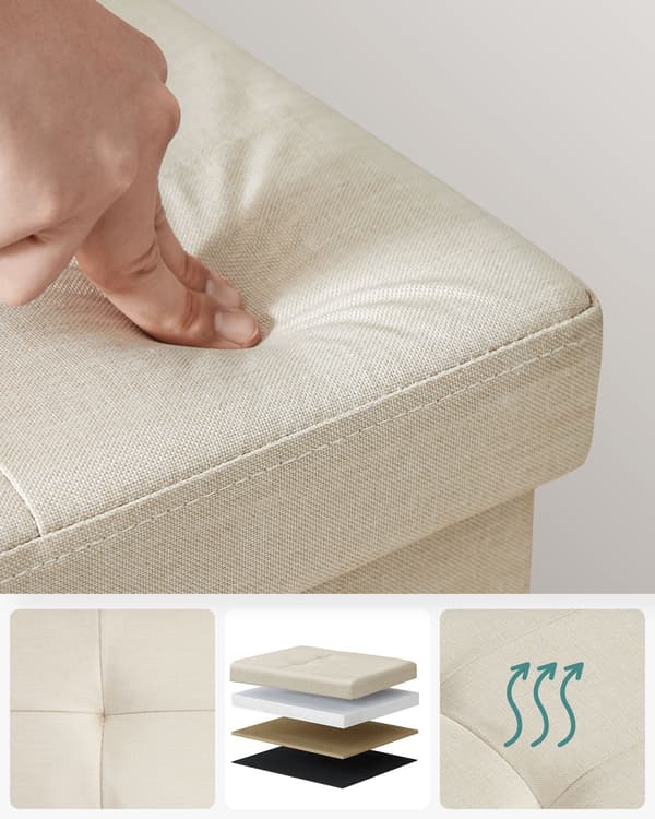 Cremefarvet foldbar opbevaringspuf