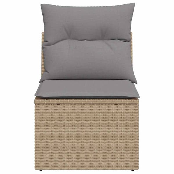 vidaXL Trädgårdssoffmodul, armstödslös, med kuddar, beige